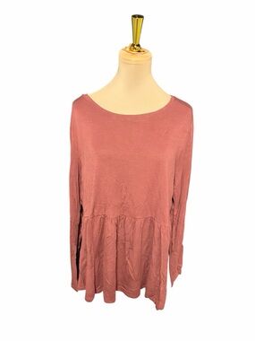 Maurices Mauve Peplum Tunic Top XL Long Sleeve Flowy Babydoll Lightweight